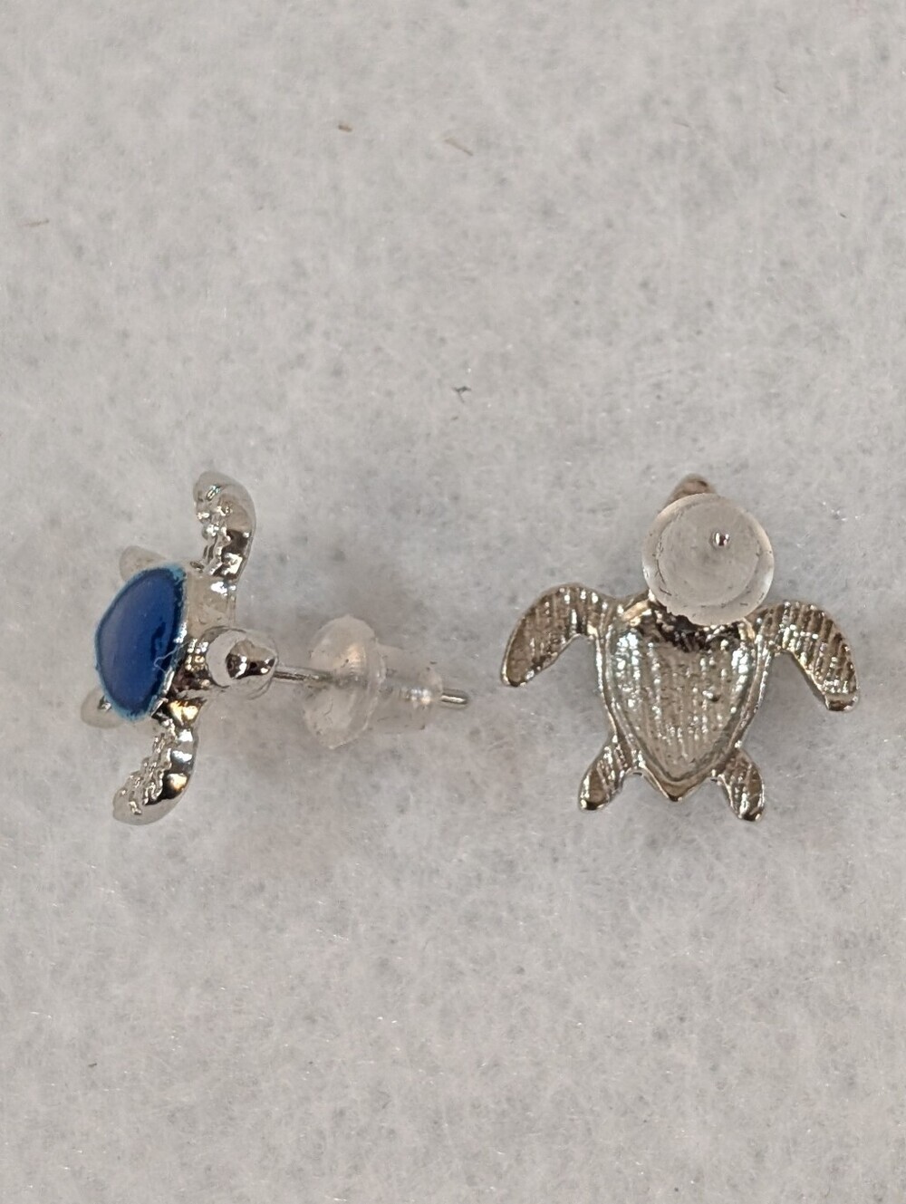 Sea Turtle Earrings With Blue Shell - Picture 2 of 2